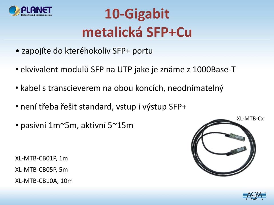 koncích, neodnímatelný není třeba řešit standard, vstup i výstup SFP+ pasivní