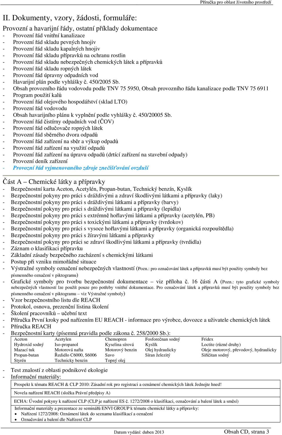 odpadních vod - Havarijní plán podle vyhlášky č. 450/2005 Sb.