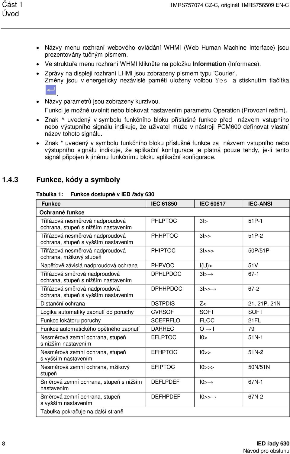 Změny jsou v energeticky nezávislé paměti uloženy volbou Yes a stisknutím tlačítka. Názvy parametrů jsou zobrazeny kurzivou.