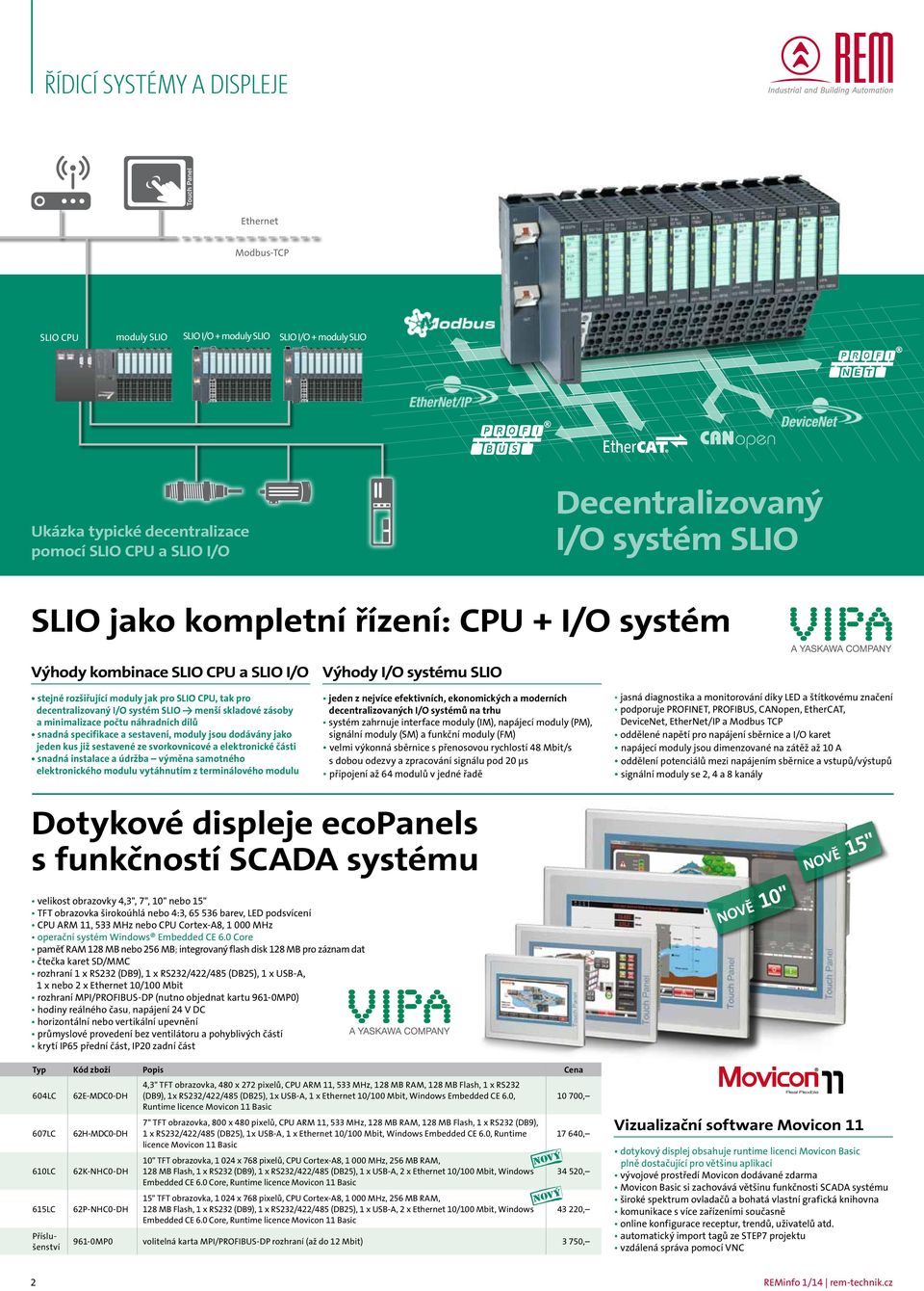 menší skladové zásoby a minimalizace počtu náhradních dílů snadná specifikace a sestavení, moduly jsou dodávány jako jeden kus již sestavené ze svorkovnicové a elektronické části snadná instalace a