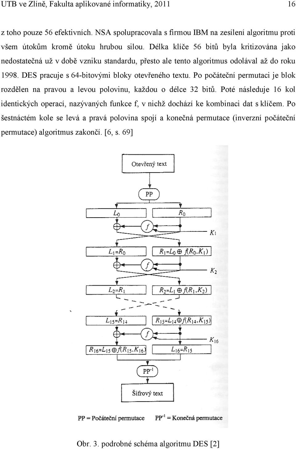 DES pracuje s 64-bitovými bloky otevřeného textu. Po počáteční permutaci je blok rozdělen na pravou a levou polovinu, každou o délce 32 bitů.