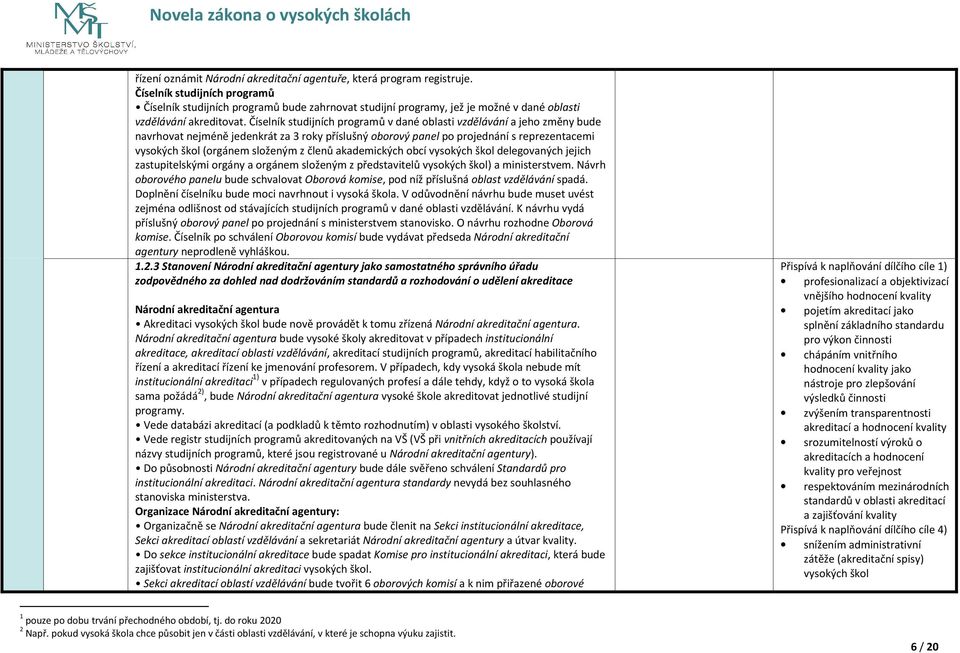 Číselník studijních programů v dané oblasti vzdělávání a jeho změny bude navrhovat nejméně jedenkrát za 3 roky příslušný oborový panel po projednání s reprezentacemi vysokých škol (orgánem složeným z