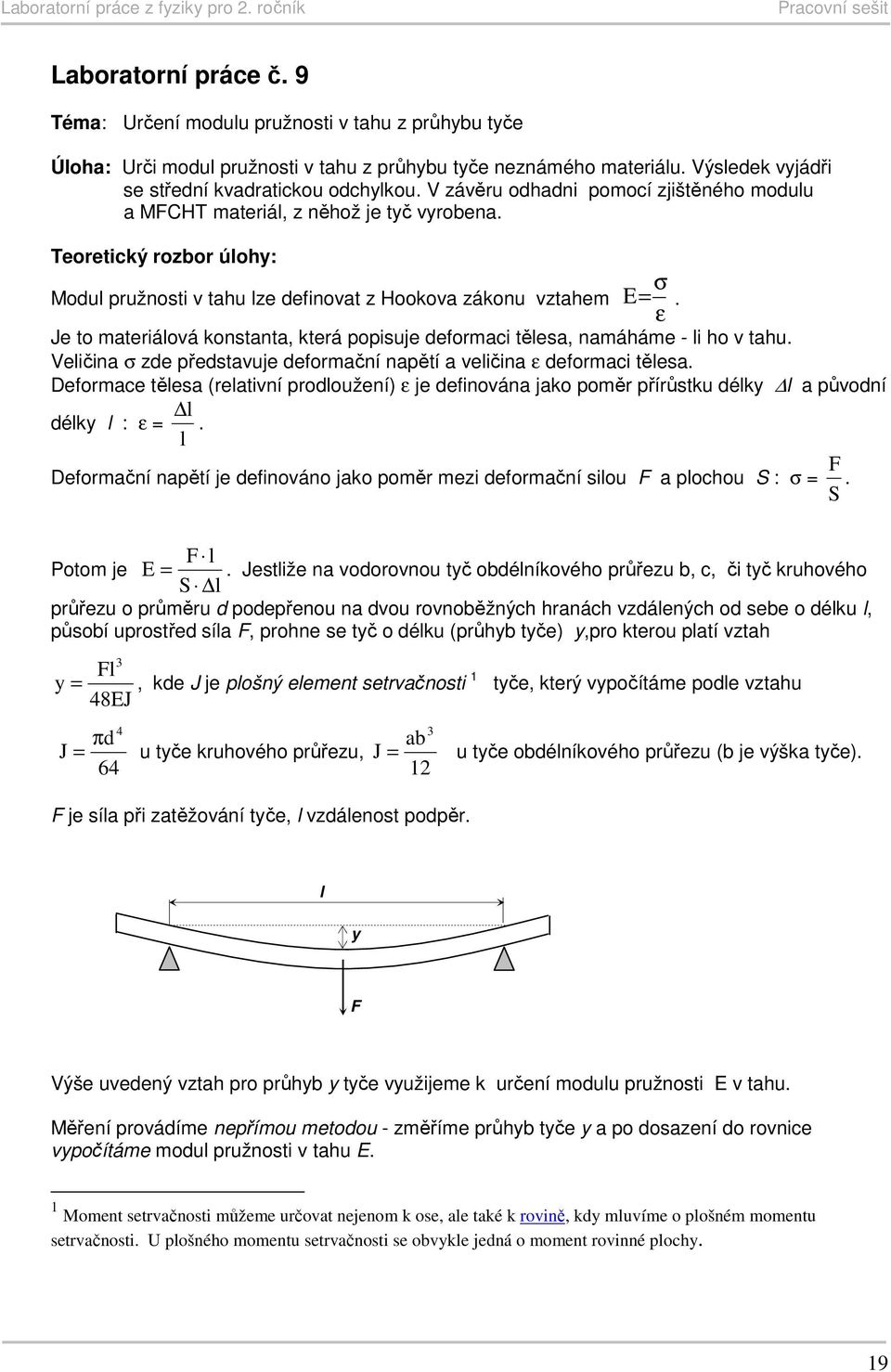 ε Je to materiálová konstanta, která popisuje deformaci tělesa, namáháme - li ho v tahu. Veličina σ zde představuje deformační napětí a veličina ε deformaci tělesa.