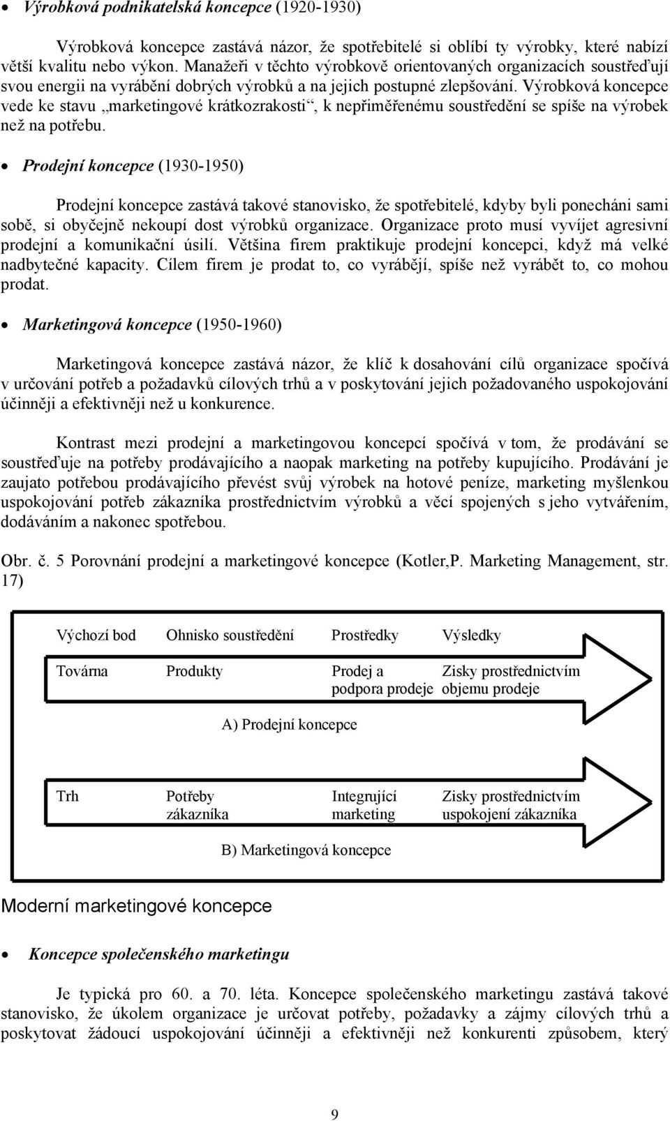 Výrobková koncepce vede ke stavu marketingové krátkozrakosti, k nepřiměřenému soustředění se spíše na výrobek než na potřebu.