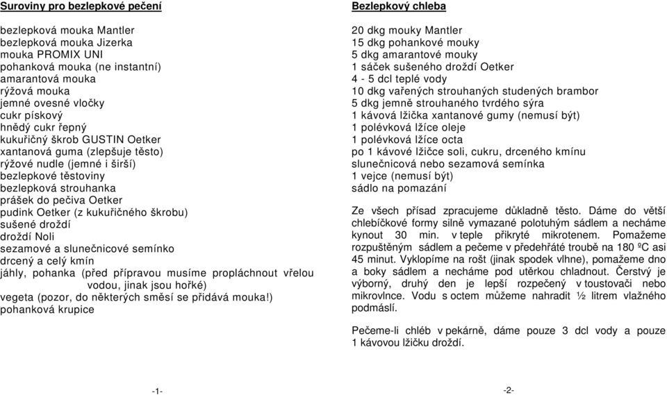 škrobu) sušené droždí droždí Noli sezamové a slunečnicové semínko drcený a celý kmín jáhly, pohanka (před přípravou musíme propláchnout vřelou vodou, jinak jsou hořké) vegeta (pozor, do některých