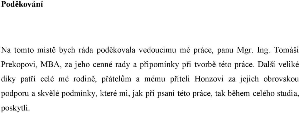 Další veliké díky patří celé mé rodině, přátelům a mému příteli Honzovi za jejich