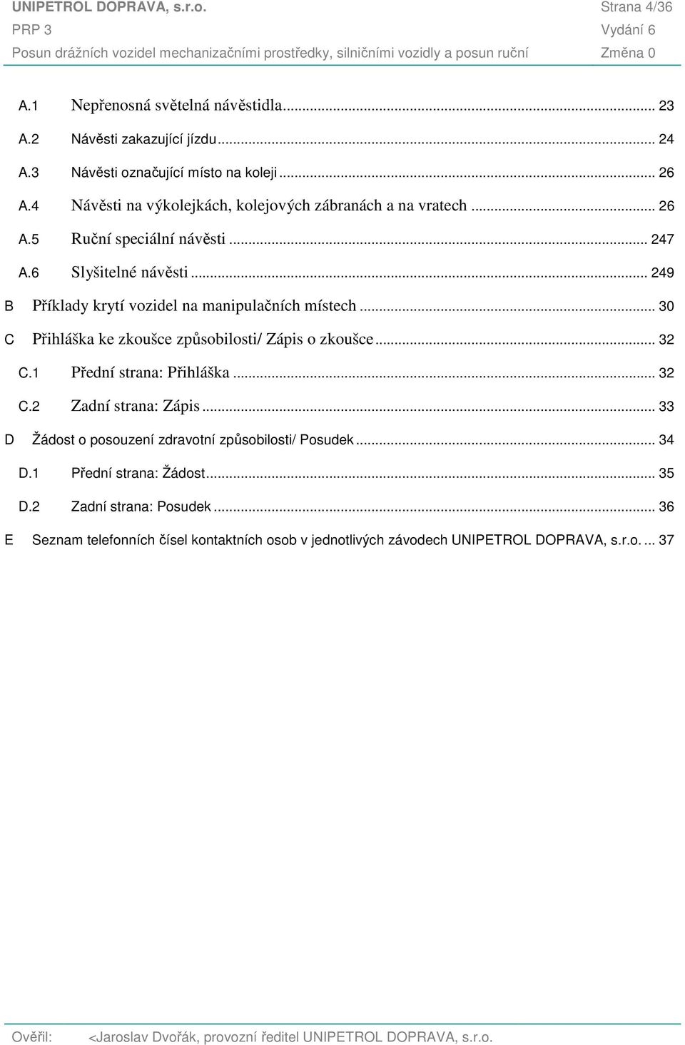 .. 249 B Příklady krytí vozidel na manipulačních místech... 30 C Přihláška ke zkoušce způsobilosti/ Zápis o zkoušce... 32 C.1 Přední strana: Přihláška... 32 C.2 Zadní strana: Zápis.