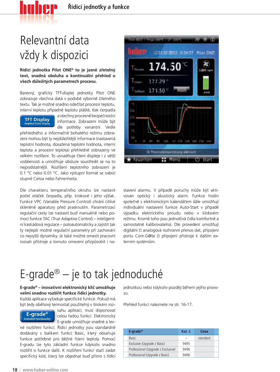 Tak je možné snadno odečítat procesní teplotu, interní teplotu případně teplotu pláště, tlak čerpadla TFT Display Graphical Colour Display a všechny procesně bezpečnostní informace.