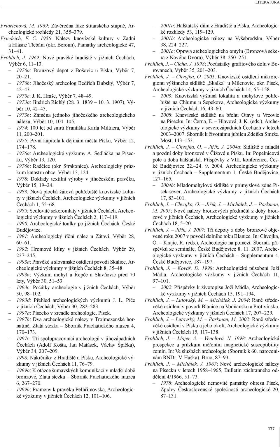 1970b: Jihočeský archeolog Bedřich Dubský, Výběr 7, 42 43. 1970c: J. K. Hraše, Výběr 7, 48 49. 1973a: Jindřich Richlý (28. 3. 1839 10. 3. 1907), Výběr 10, 42 43.