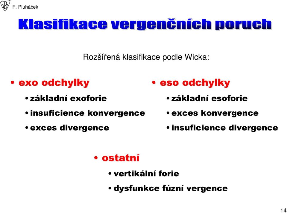 odchylky základní esoforie exces konvergence insuficience