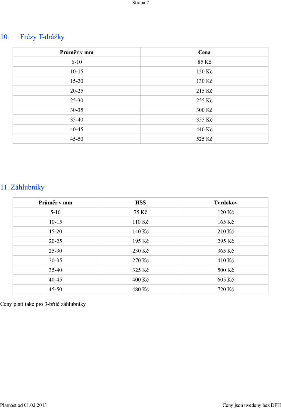 355 Kč 40-45 440 Kč 45-50 525 Kč 11.