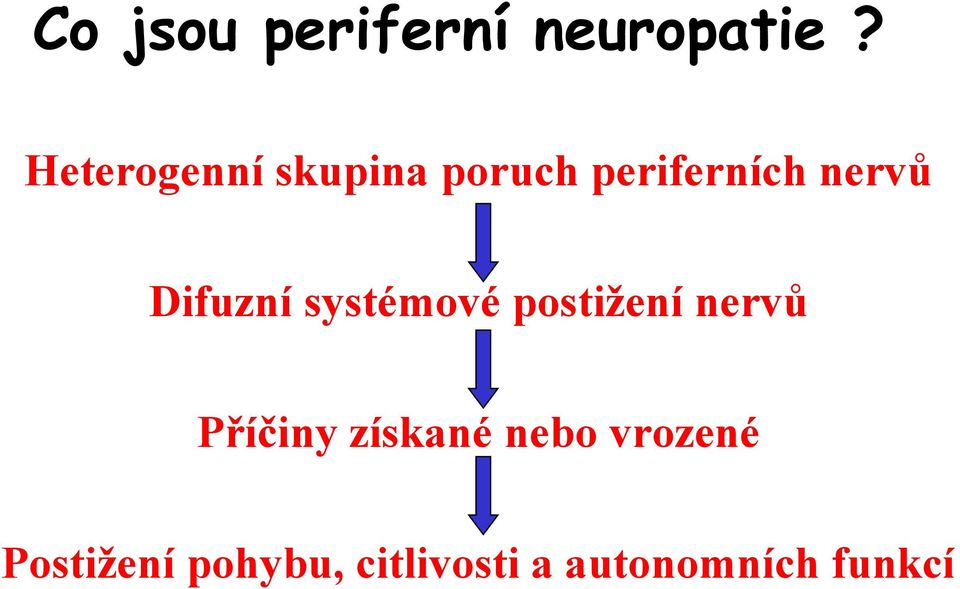 Difuzní systémové postižení nervů Příčiny