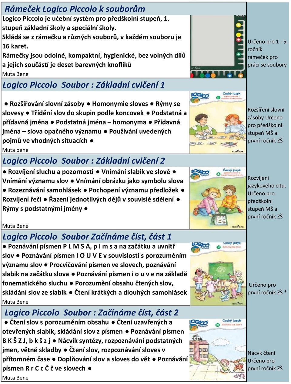 se slovesy Třídění slov do skupin podle koncovek Podstatná a přídavná jména Podstatná jména homonyma Přídavná jména slova opačného významu Používání uvedených pojmů ve vhodných situacích Muta bene