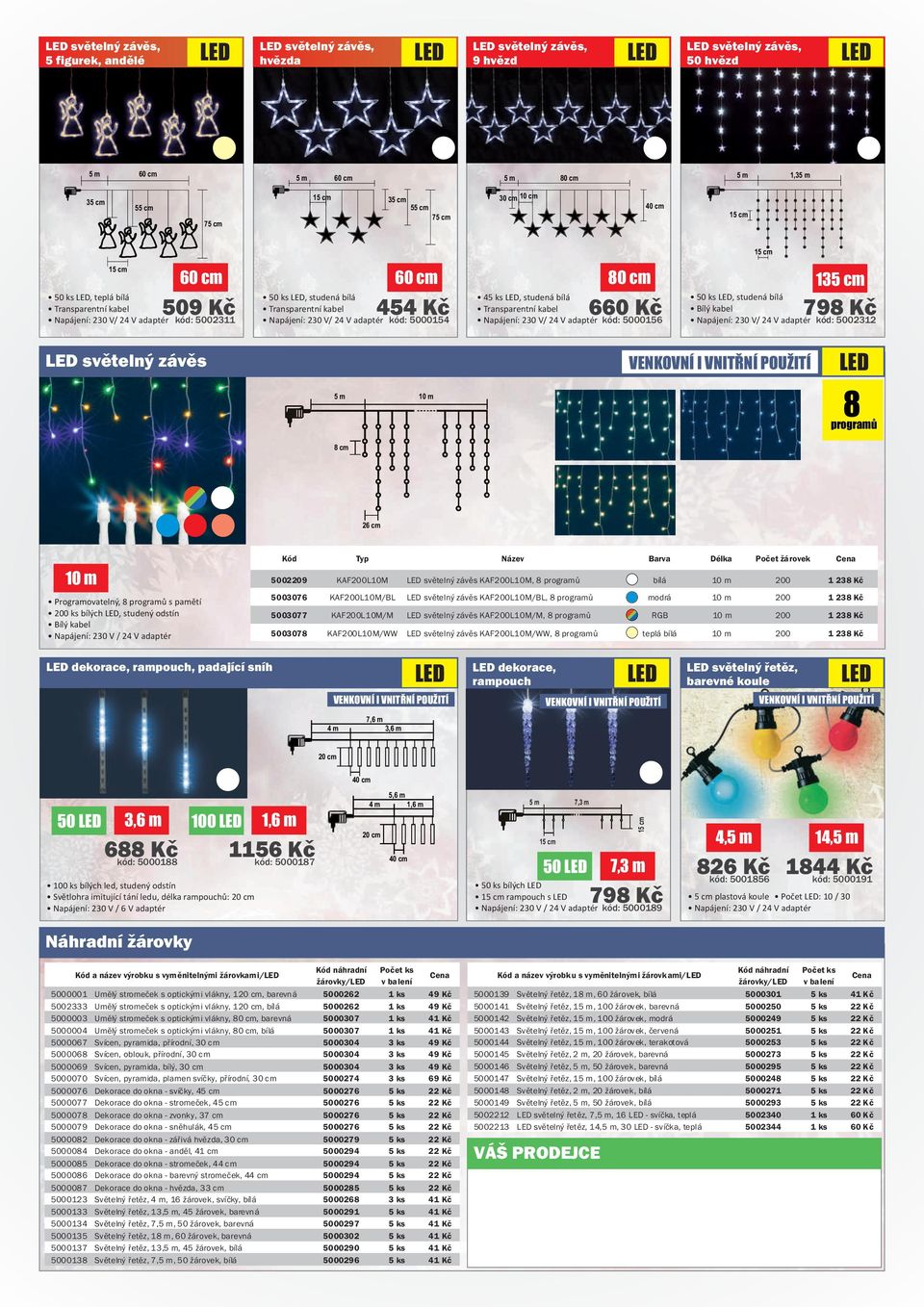 bílá Bílý kabel / 24 V adaptér kód: 5002312 světelný závěs 5 m 10 m VENKOVNÍ I cm 26 cm 10 m Programovatelný, s pamětí 200 ks bílých, studený odstín Bílý kabel / 24 V adaptér Kód Typ Název Barva