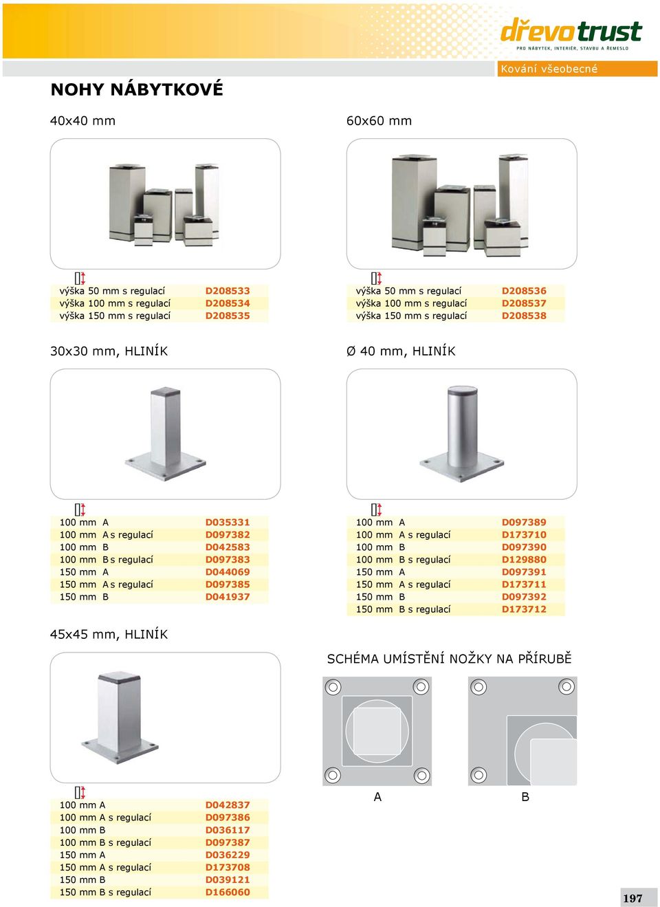 D097385 150 mm B D041937 100 mm A D097389 100 mm A s regulací D173710 100 mm B D097390 100 mm B s regulací D129880 150 mm A D097391 150 mm A s regulací D173711 150 mm B D097392 150 mm B s regulací