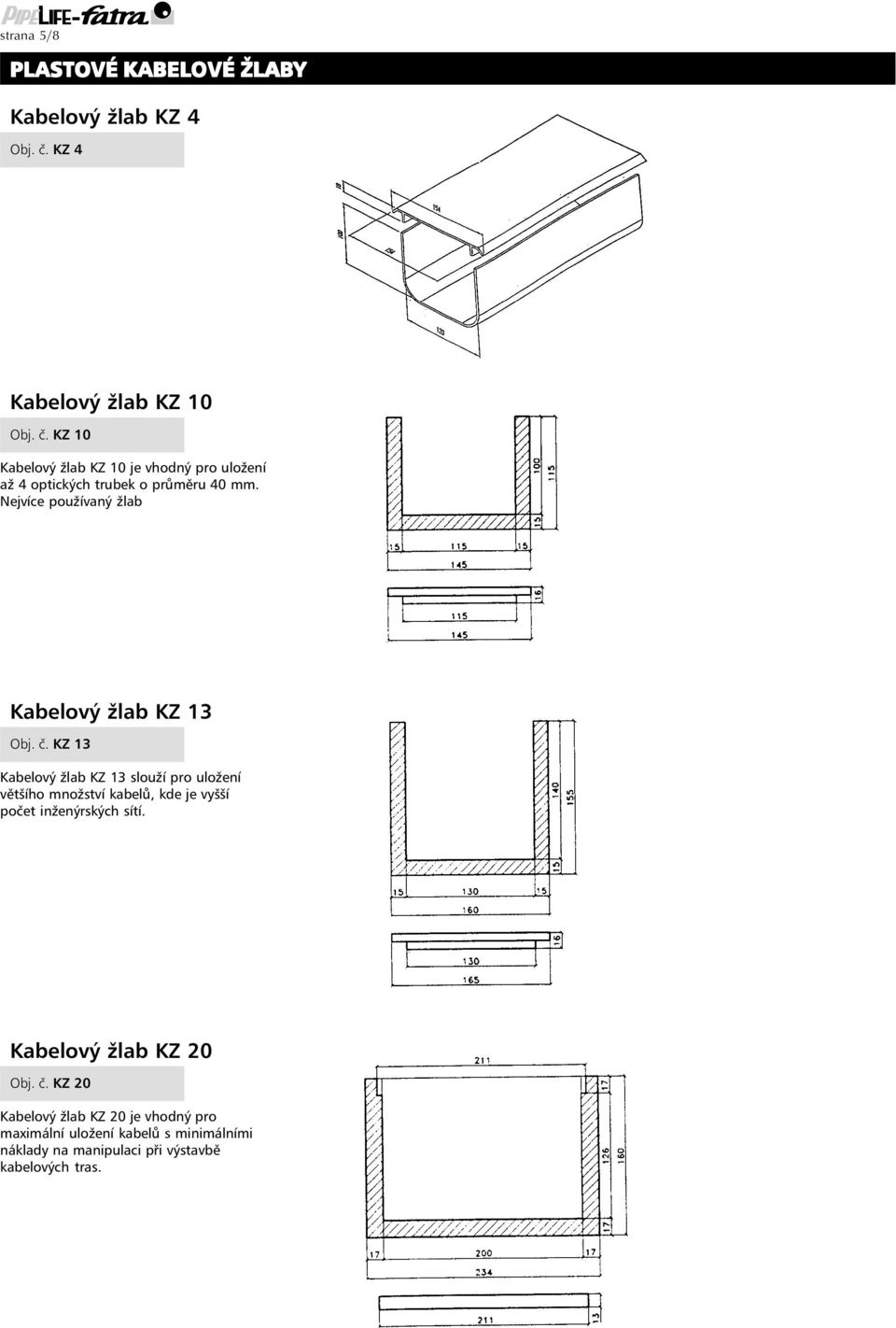 Nejvíce používaný žlab Kabelový žlab KZ 13 Obj. č.