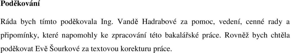 připomínky, které napomohly ke zpracování této