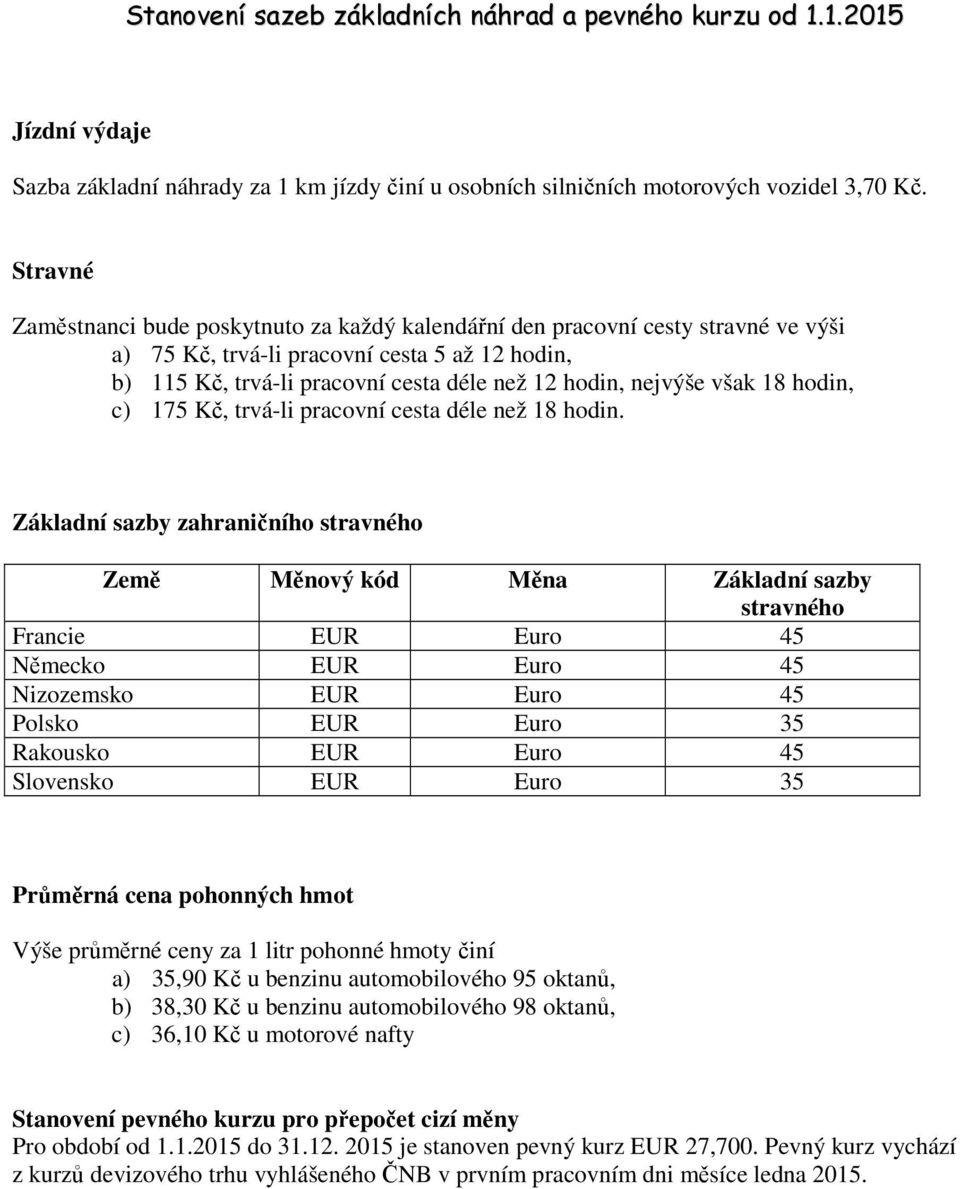 však 18 hodin, c) 175 Kč, trvá-li pracovní cesta déle než 18 hodin.