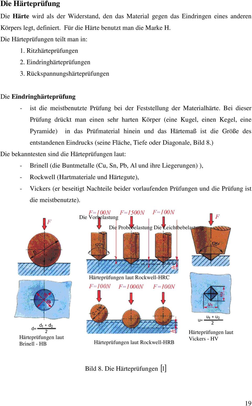 Rückspannungshärteprüfungen Die Eindringhärteprüfung - ist die meistbenutzte Prüfung bei der Feststellung der Materialhärte.