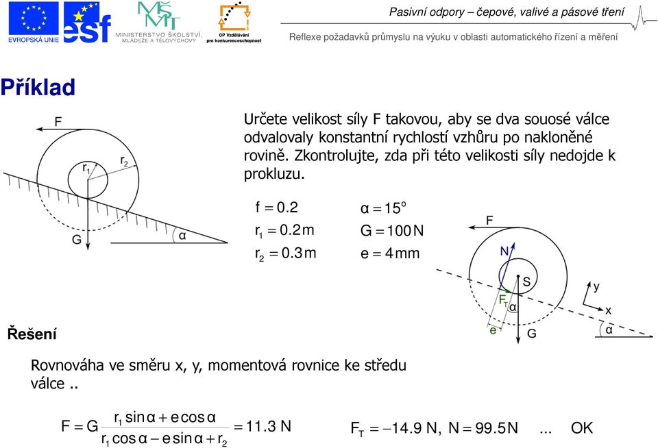 Zkontrolujte, zda při této velikosti síly nedojde k prokluzu. = 0. r r = 0.m = 0.