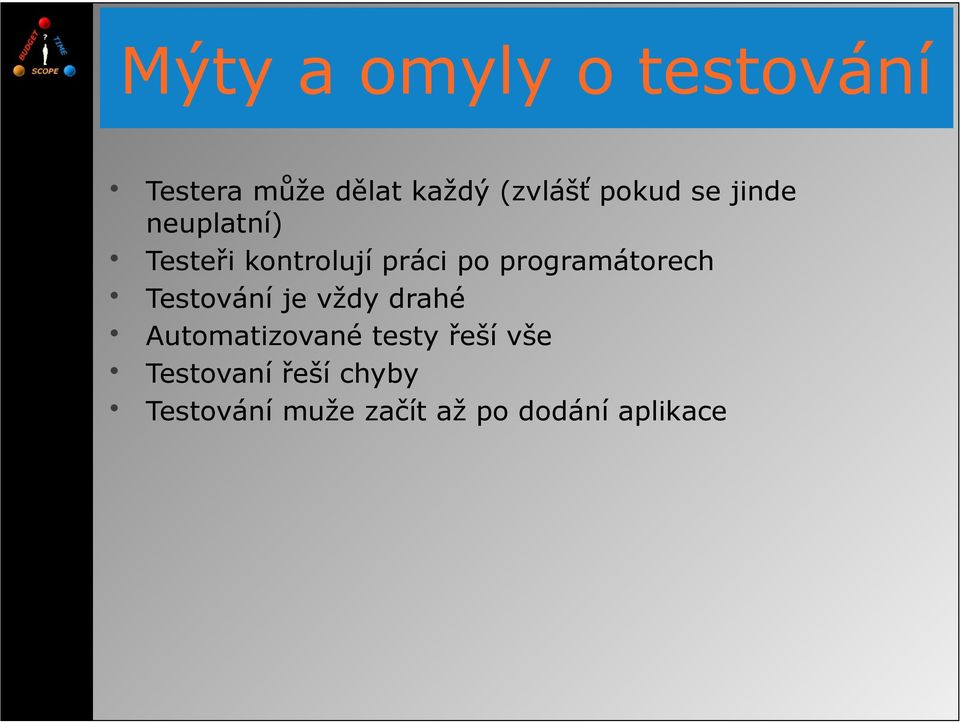 programátorech Testování je vždy drahé Automatizované testy