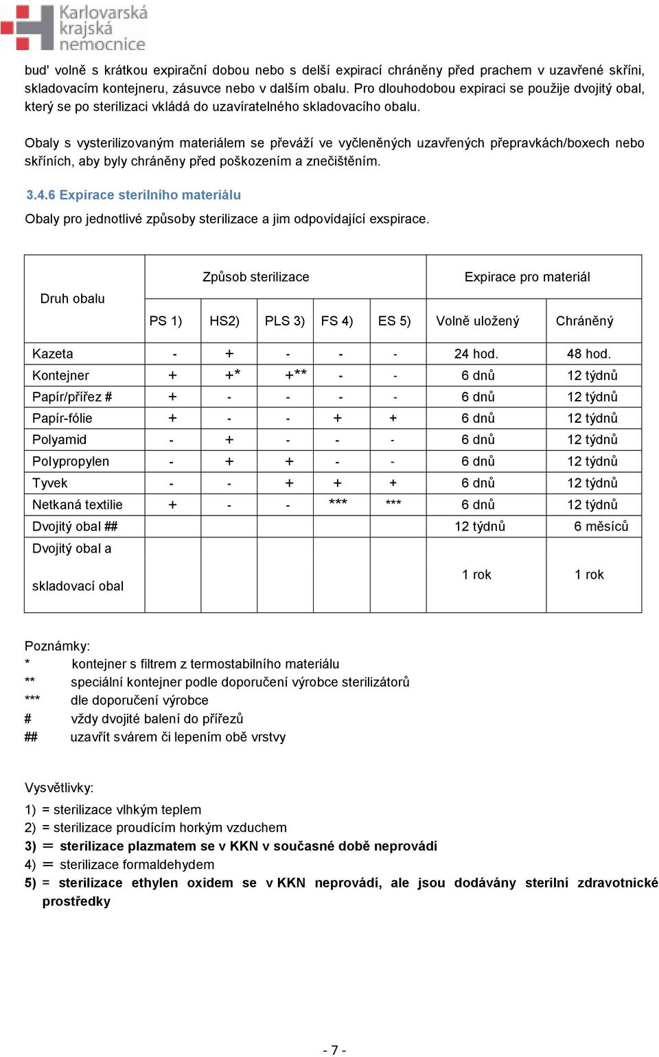 Obaly s vysterilizovaným materiálem se převáží ve vyčleněných uzavřených přepravkách/boxech nebo skříních, aby byly chráněny před poškozením a znečištěním. 3.4.