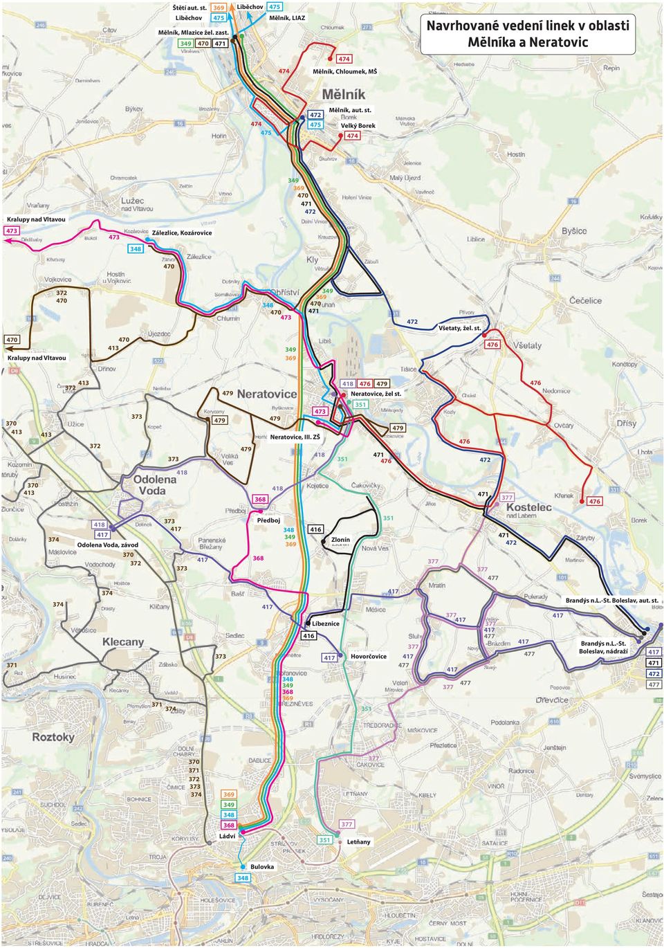 Velký Borek 474 Zálezlice, Kralupy nad Kozárovice Vltavou 472 473 Zálezlice, Kozárovice 473 348 372 348 473 472 Všetaty, žel. st.