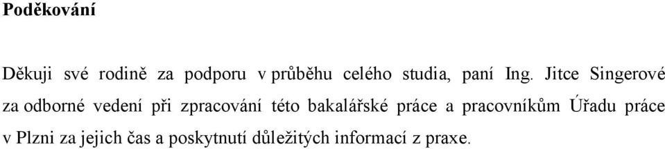 Jitce Singerové za odborné vedení při zpracování této