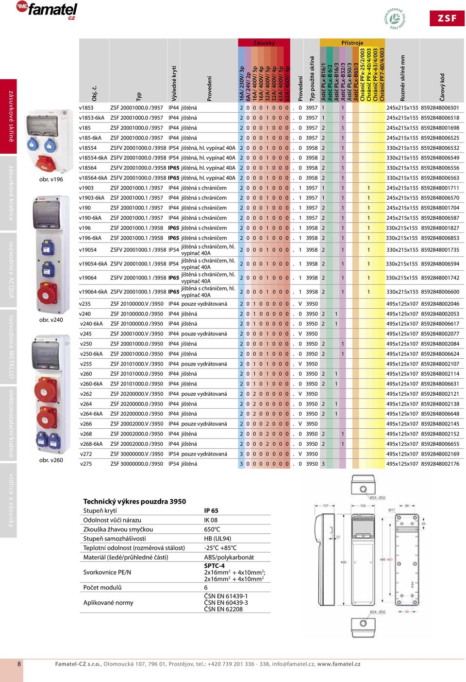 Jistič PLx-B16/3 Jistič PLx-B32/3 Jistič PLx-B50/3 Jistič PLx-B63/3 Chránič PFx-25/2/003 Chránič PFx-40/4/003 Chránič PFx-63/4/003 Chránič PF7-80/4/003 v1853 ZSF 20001000.