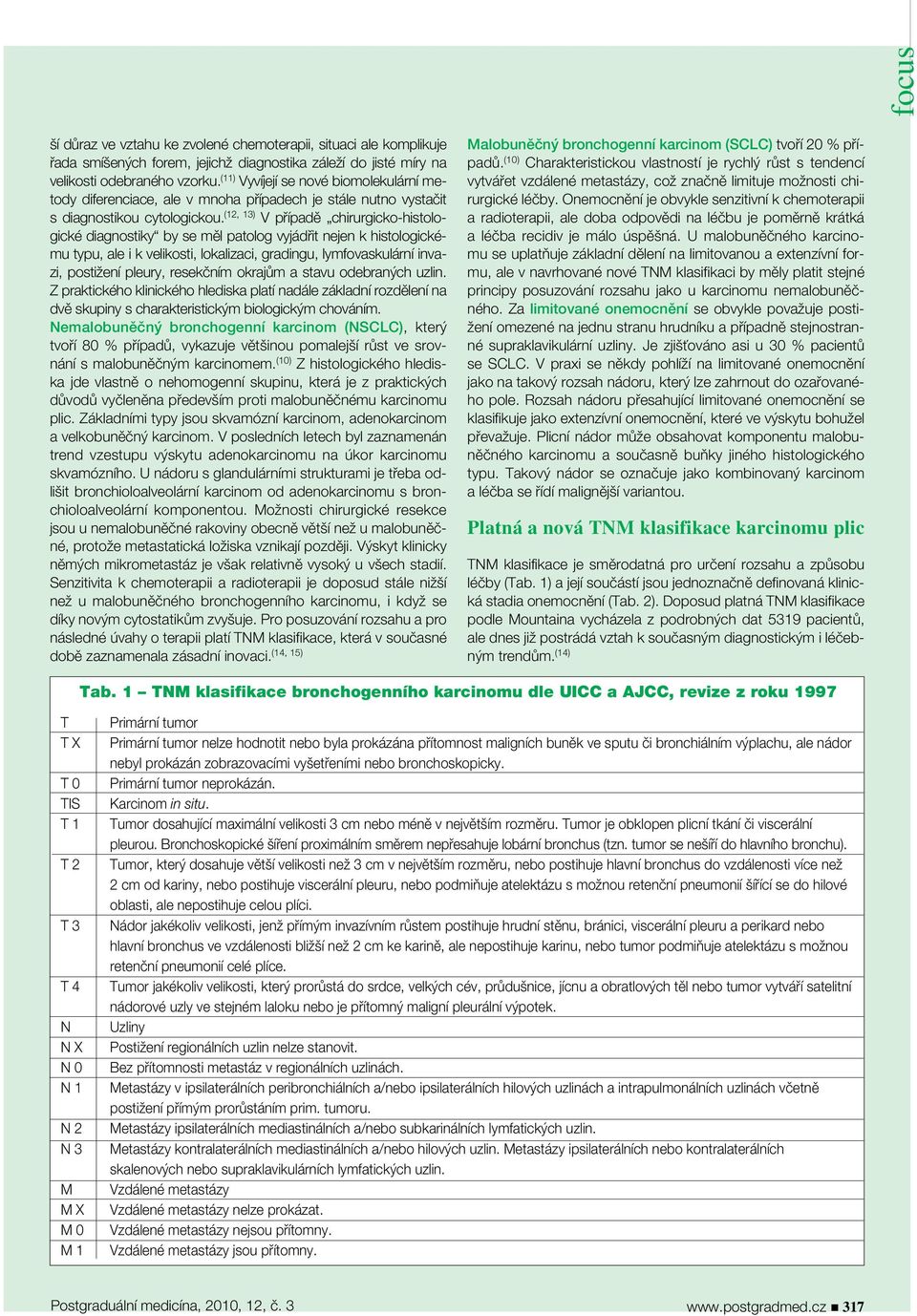 (12, 13) V případě chirurgicko-histologické diagnostiky by se měl patolog vyjádřit nejen k histologickému typu, ale i k velikosti, lokalizaci, gradingu, lymfovaskulární invazi, postižení pleury,