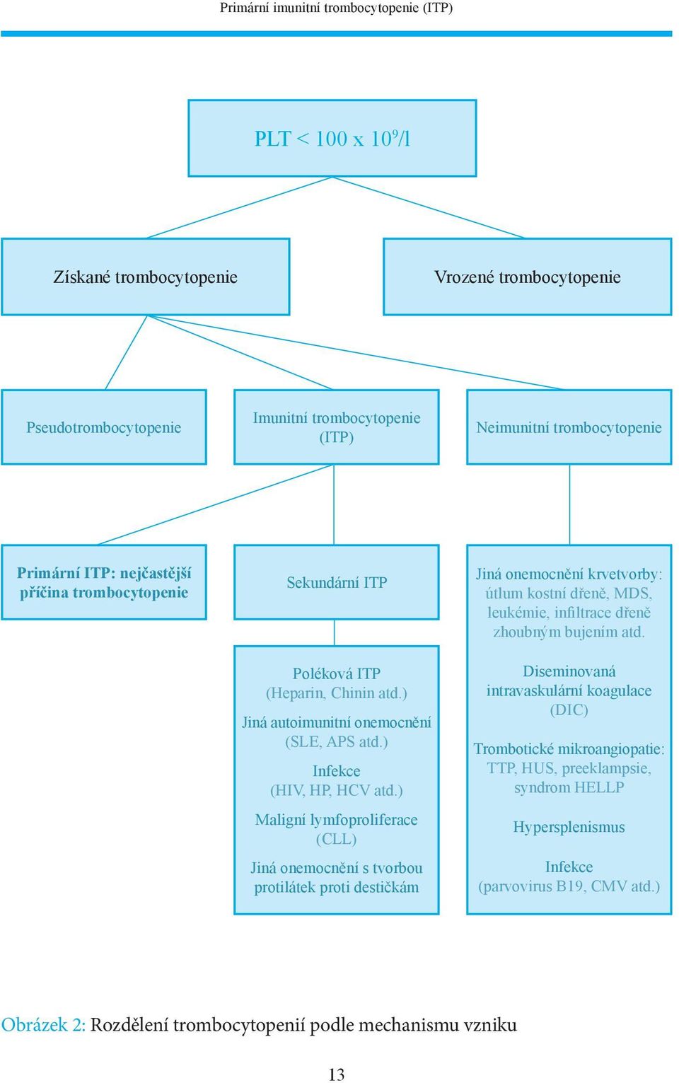 ) Maligní lymfoproliferace (CLL) Jiná onemocnění s tvorbou protilátek proti destičkám Jiná onemocnění krvetvorby: útlum kostní dřeně, MDS, leukémie, infiltrace dřeně zhoubným bujením atd.