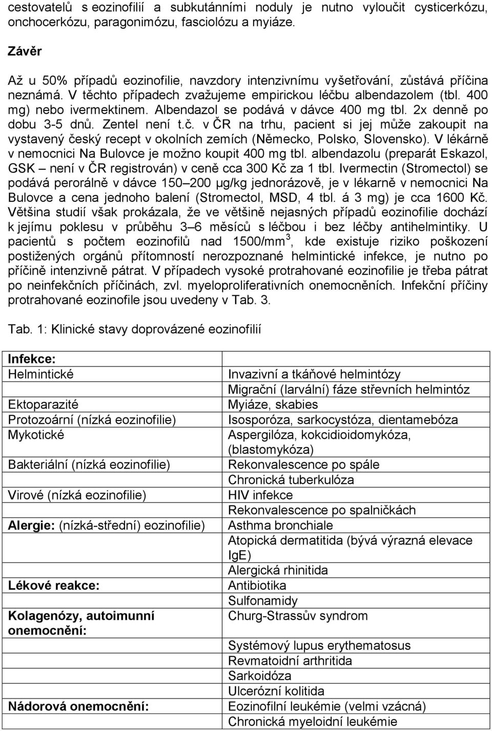 Albendazol se podává v dávce 400 mg tbl. 2x denně po dobu 3-5 dnů. Zentel není t.č. v ČR na trhu, pacient si jej může zakoupit na vystavený český recept v okolních zemích (Německo, Polsko, Slovensko).