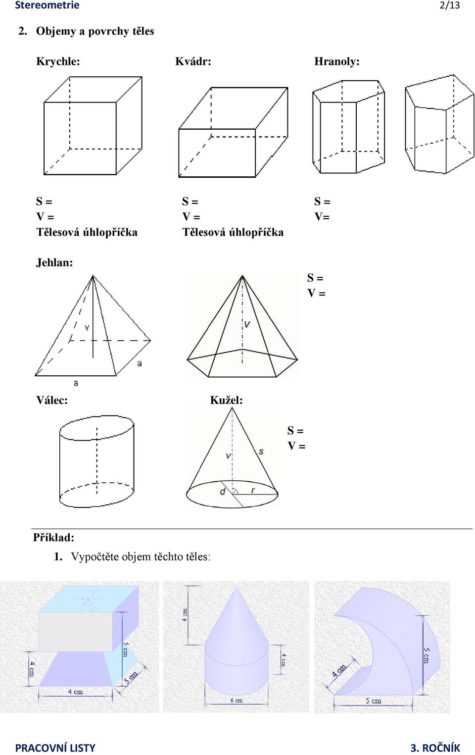 S = S = V = V = V= Tělesová úhlopříčka Tělesová