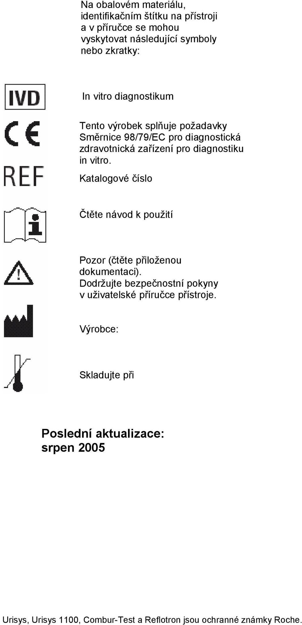 Katalogové číslo Čtěte návod k použití Pozor (čtěte přiloženou dokumentaci).