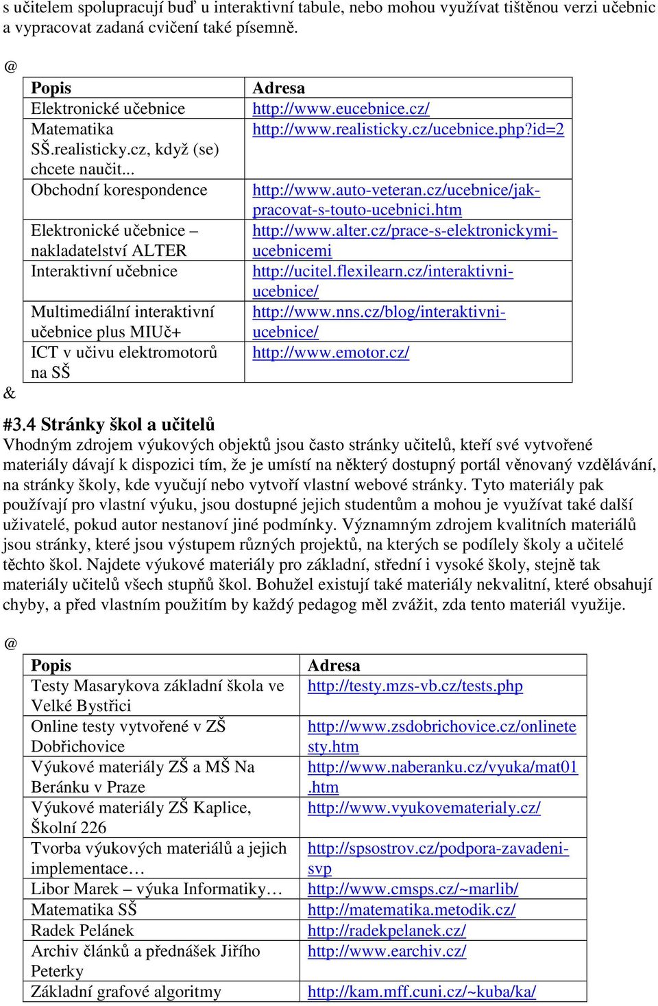 .. Obchodní korespondence Elektronické učebnice nakladatelství ALTER Interaktivní učebnice Multimediální interaktivní učebnice plus MIUč+ ICT v učivu elektromotorů na SŠ Adresa http://www.eucebnice.