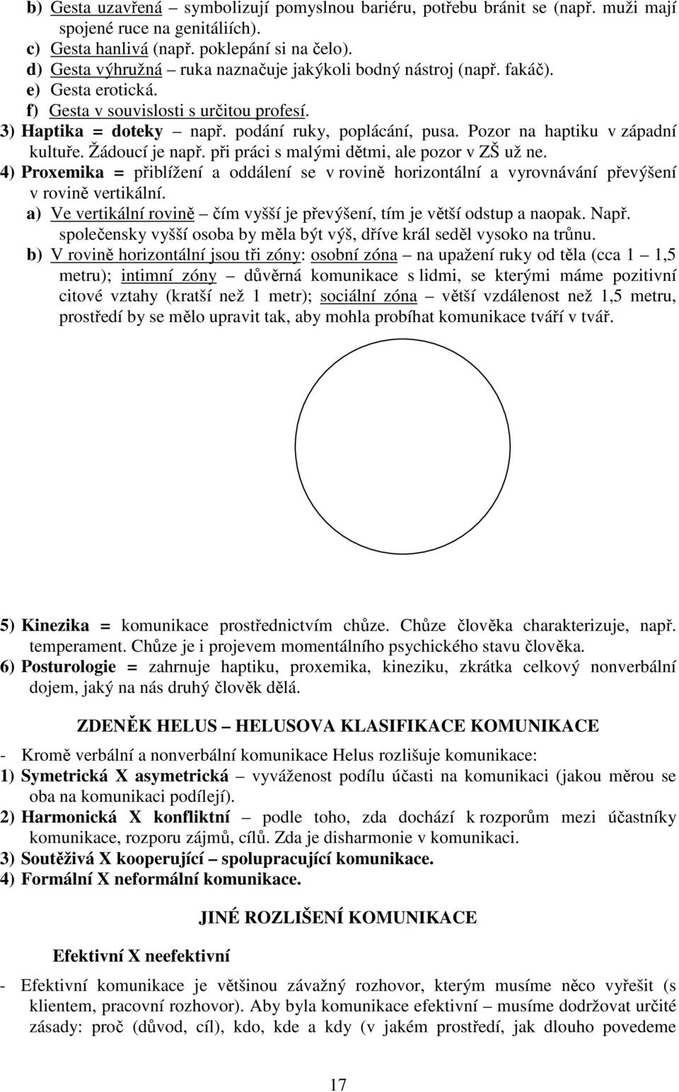 Pozor na haptiku v západní kultuře. Žádoucí je např. při práci s malými dětmi, ale pozor v ZŠ už ne.