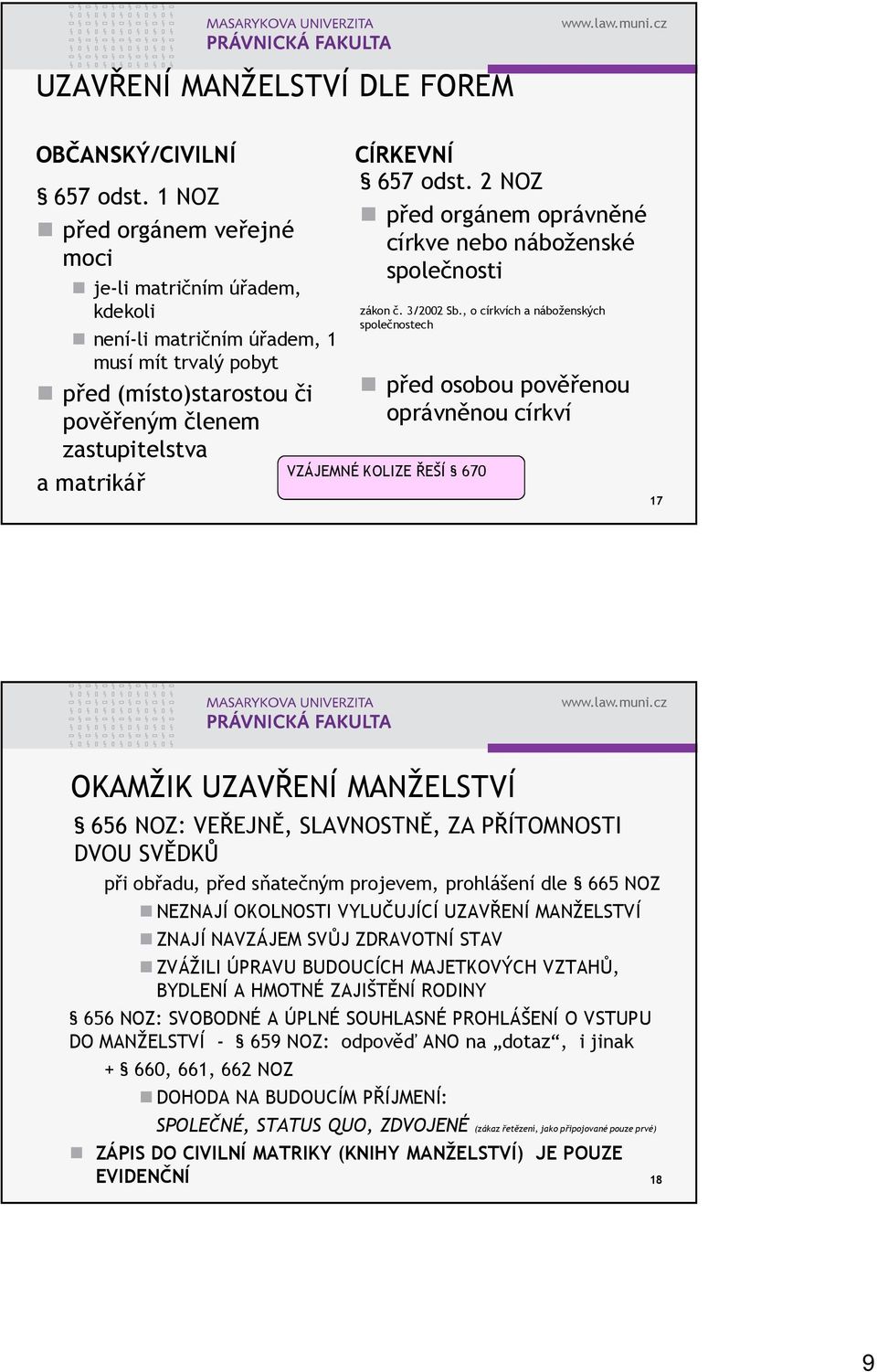 2 NOZ před orgánem oprávněné církve nebo náboženské společnosti zákon č. 3/2002 Sb.