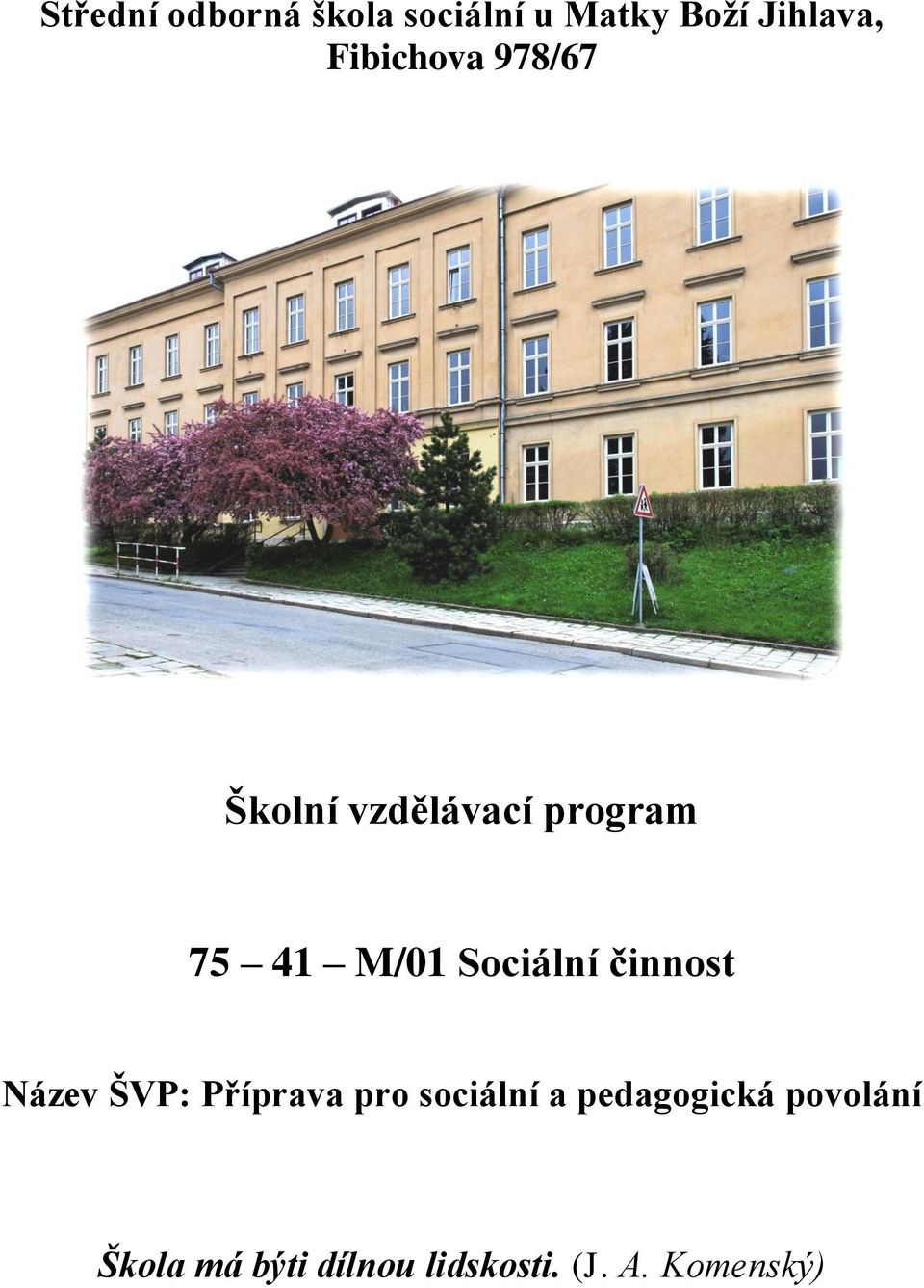 Sociální činnost Název ŠVP: Příprava pro sociální a