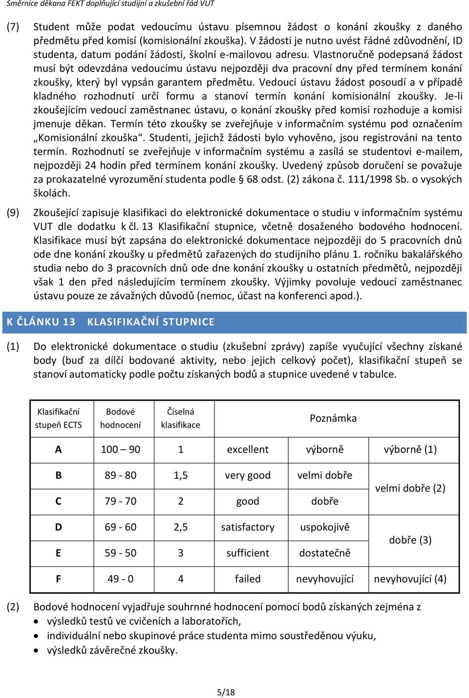 Vlastnoručně podepsaná žádost musí být odevzdána vedoucímu ústavu nejpozději dva pracovní dny před termínem konání zkoušky, který byl vypsán garantem předmětu.