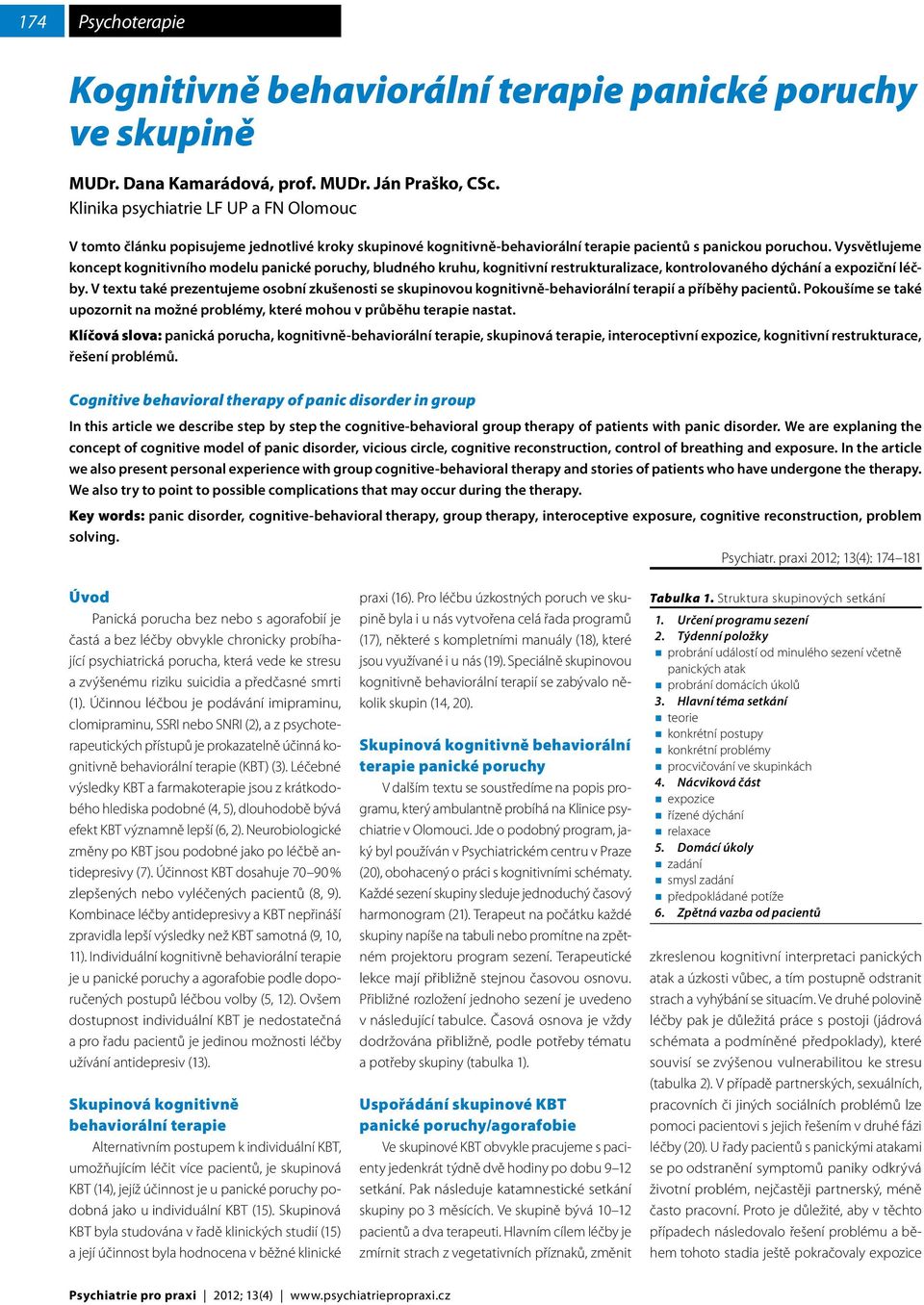 Vysvětlujeme koncept kognitivního modelu panické poruchy, bludného kruhu, kognitivní restrukturalizace, kontrolovaného dýchání a expoziční léčby.