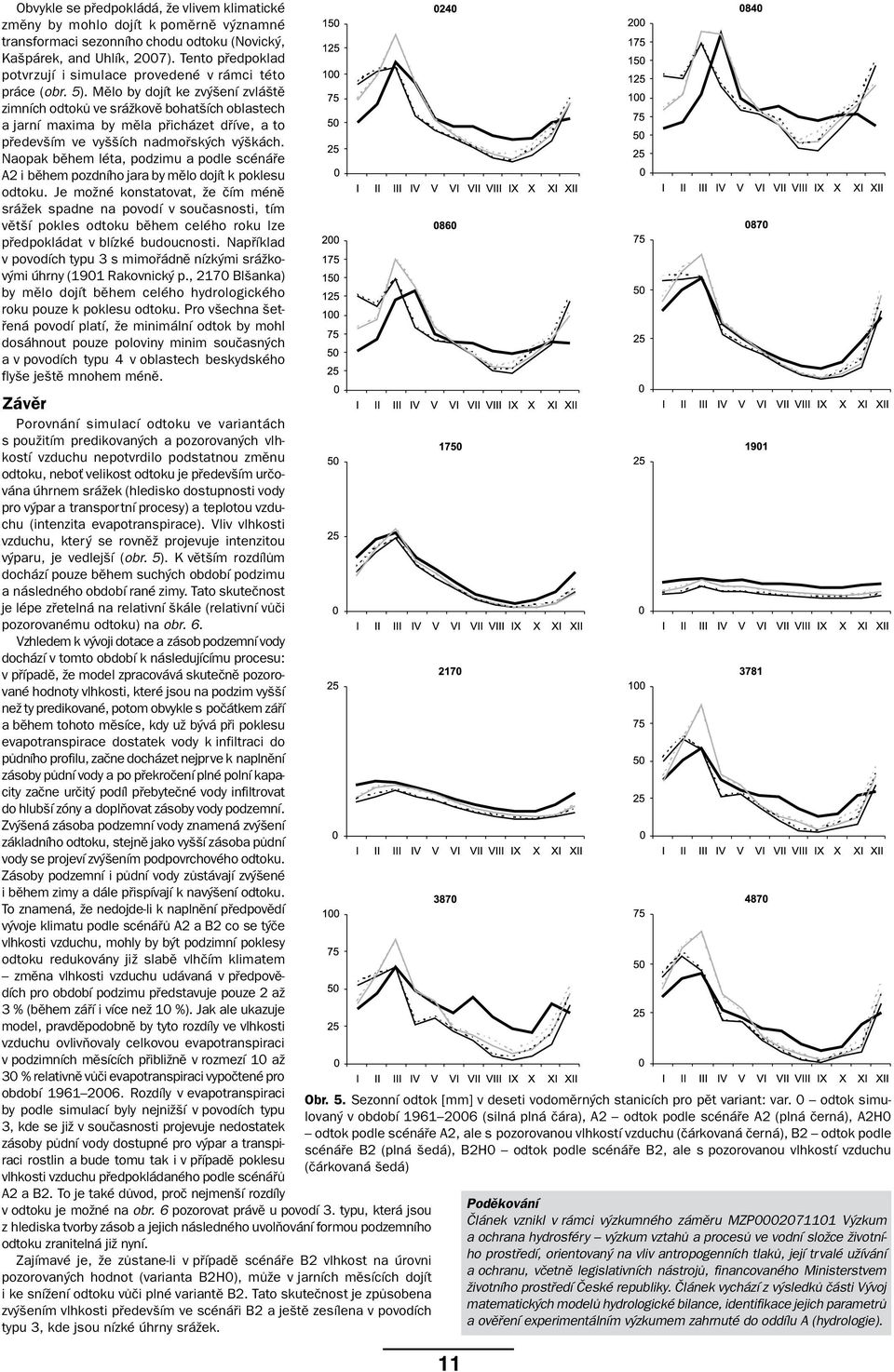 Mělo by dojít ke zvýšení zvláště zimních odtoků ve srážkově bohatších oblastech a jarní maxima by měla přicházet dříve, a to především ve vyšších nadmořských výškách.