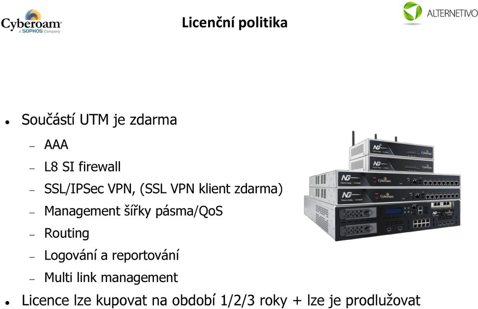 pásma/qos Routing Logování a reportování Multi link