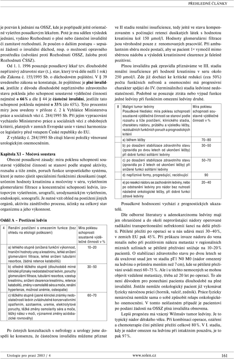 o možnosti opravného prostředku (odvolání proti Rozhodnutí OSSZ, žaloba proti Rozhodnutí ČSSZ). Od 1. 1. 1996 posuzuje posudkový lékař tzv. dlouhodobě nepříznivý zdravotní stav (t. j.