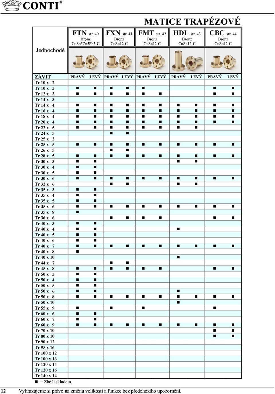 Tr 26 x 5 Tr 28 x 5 Tr 30 x 3 Tr 30 x 4 Tr 30 x 5 Tr 30 x 6 Tr 32 x 6 Tr 35 x 3 Tr 35 x 4 Tr 35 x 5 Tr 35 x 6 Tr 35 x 8 Tr 36 x 6 Tr 40 x 3 Tr 40 x 4 Tr 40 x 5 Tr 40 x 6 Tr 40 x 7 Tr 40 x 8 Tr 40 x