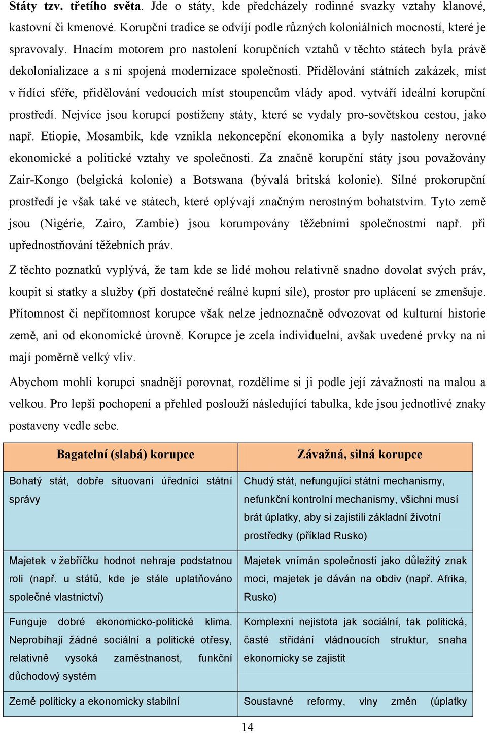 Přidělování státních zakázek, míst v řídící sféře, přidělování vedoucích míst stoupencům vlády apod. vytváří ideální korupční prostředí.