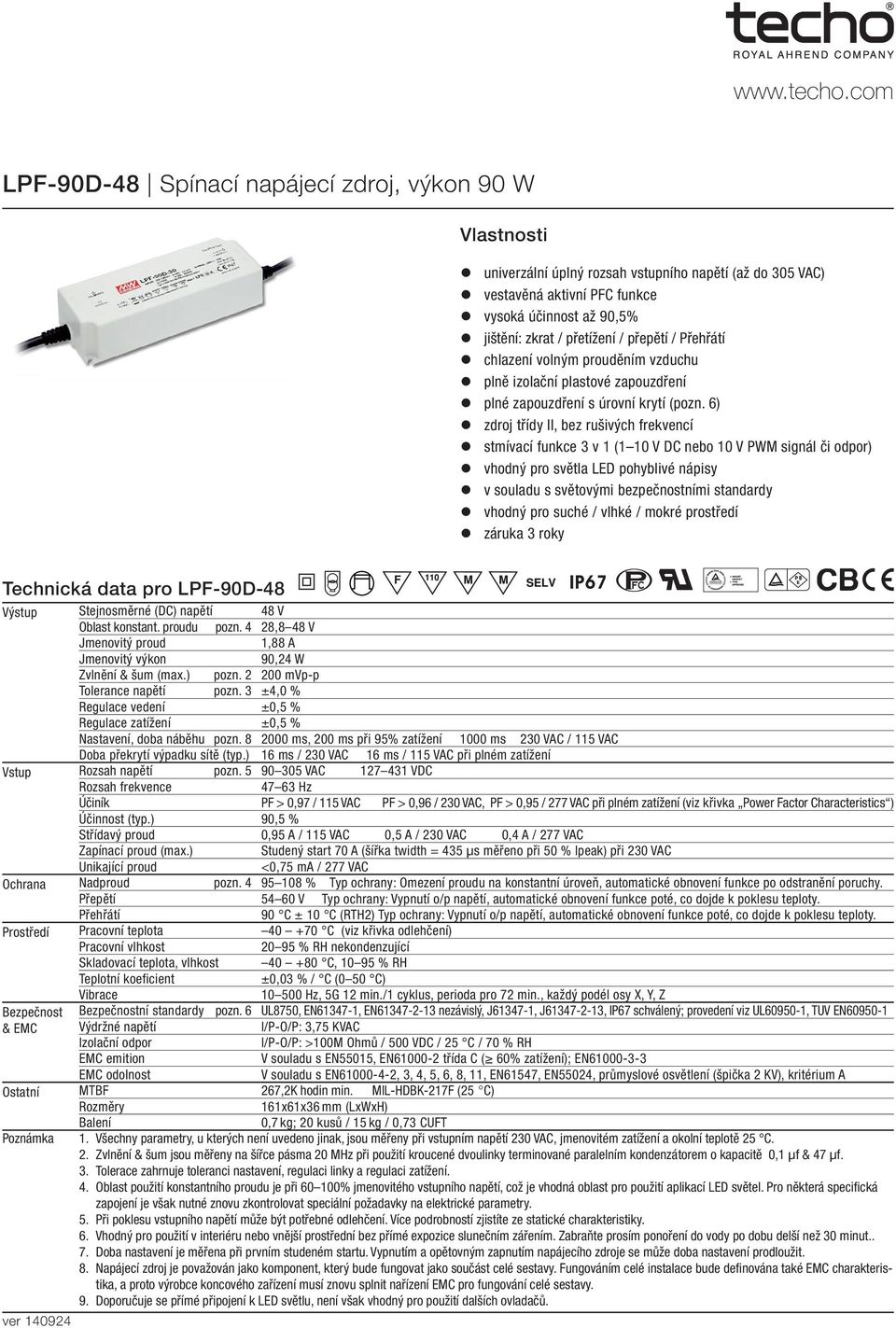 6) z zdroj třídy II, bez rušivých frekvencí z stmívací funkce 3 v 1 (1 10 V DC nebo 10 V PWM signál či odpor) z vhodný pro světla LED pohyblivé nápisy z v souladu s světovými bezpečnostními standardy