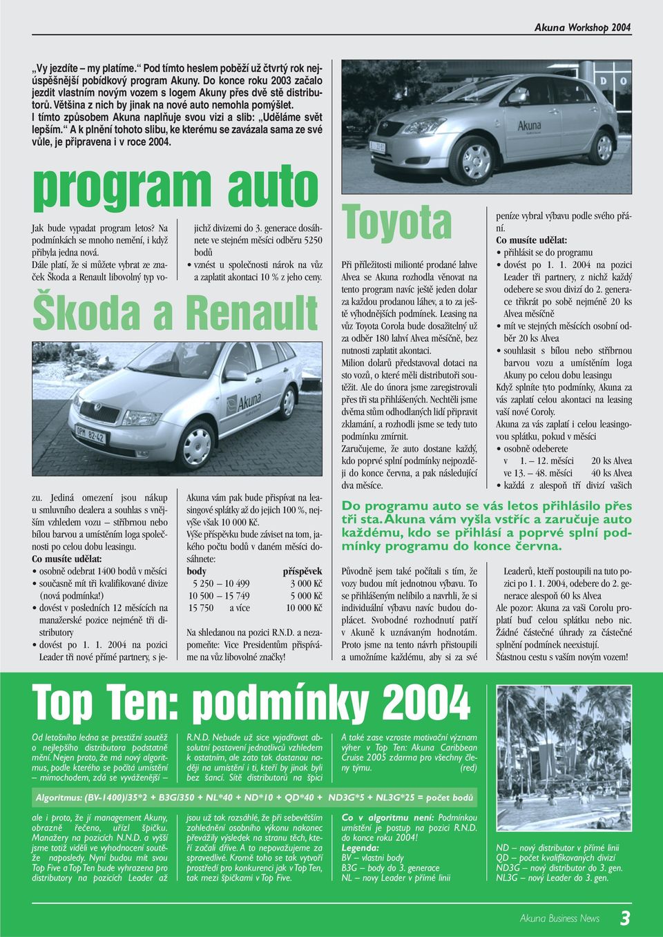 A k plnění tohoto slibu, ke kterému se zavázala sama ze své vůle, je připravena i v roce 2004. program auto Jak bude vypadat program letos? Na podmínkách se mnoho nemění, i když přibyla jedna nová.