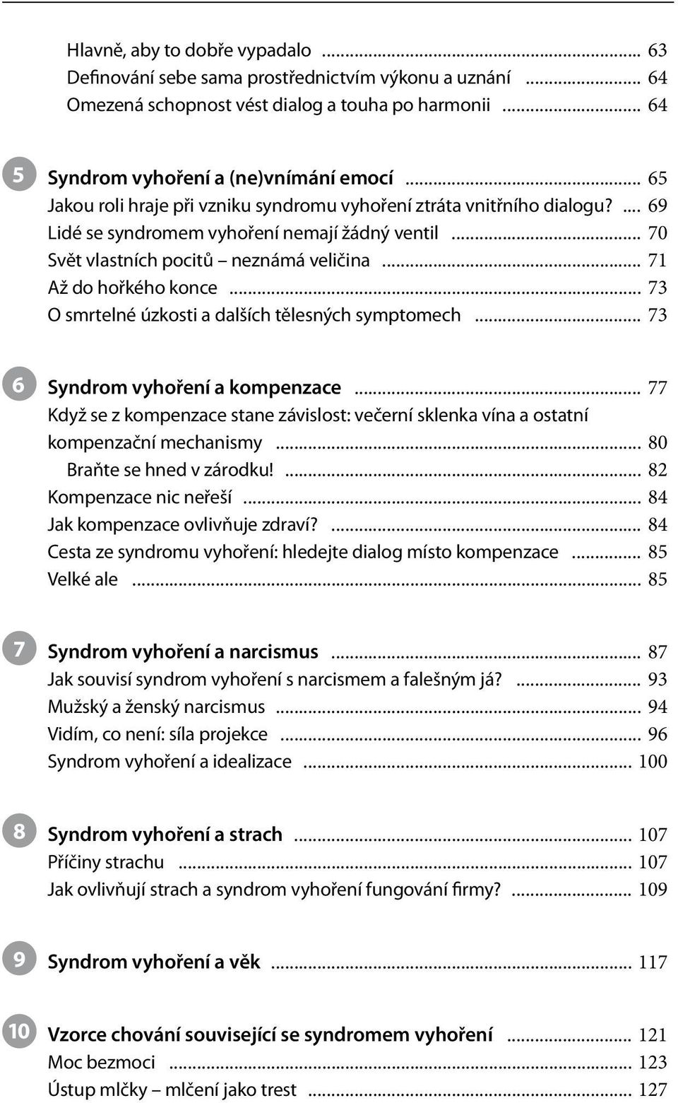 .. 73 O smrtelné úzkosti a dalších tělesných symptomech... 73 6 Syndrom vyhoření a kompenzace... 77 Když se z kompenzace stane závislost: večerní sklenka vína a ostatní kompenzační mechanismy.