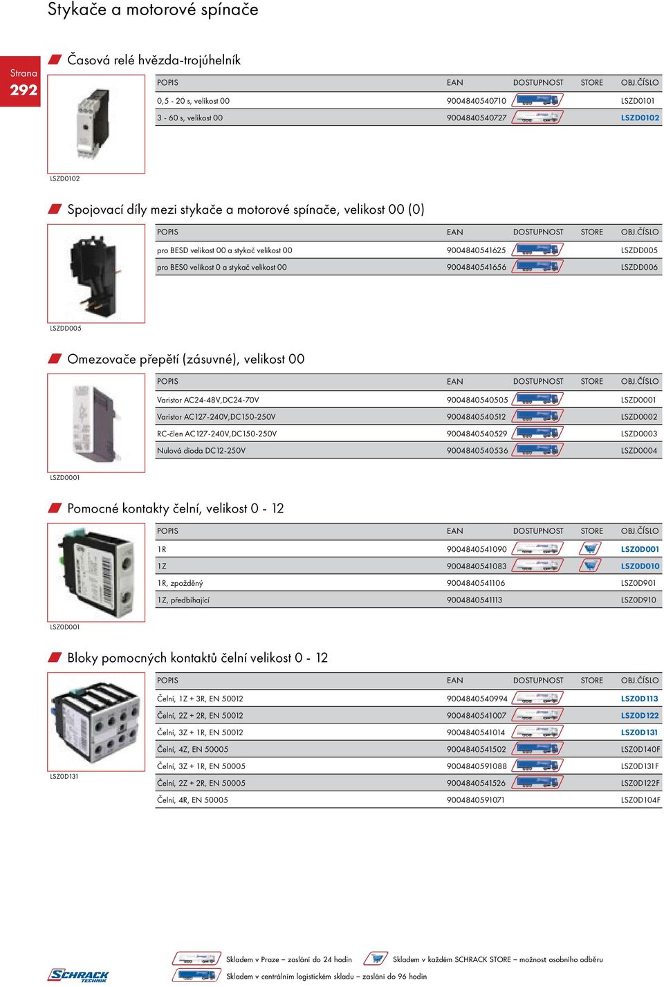 AC24-48V,DC24-70V 9004840540505 LSZD0001 Varistor AC127-240V,DC150-250V 9004840540512 LSZD0002 RC-člen AC127-240V,DC150-250V 9004840540529 LSZD0003 Nulová dioda DC12-250V 9004840540536 LSZD0004