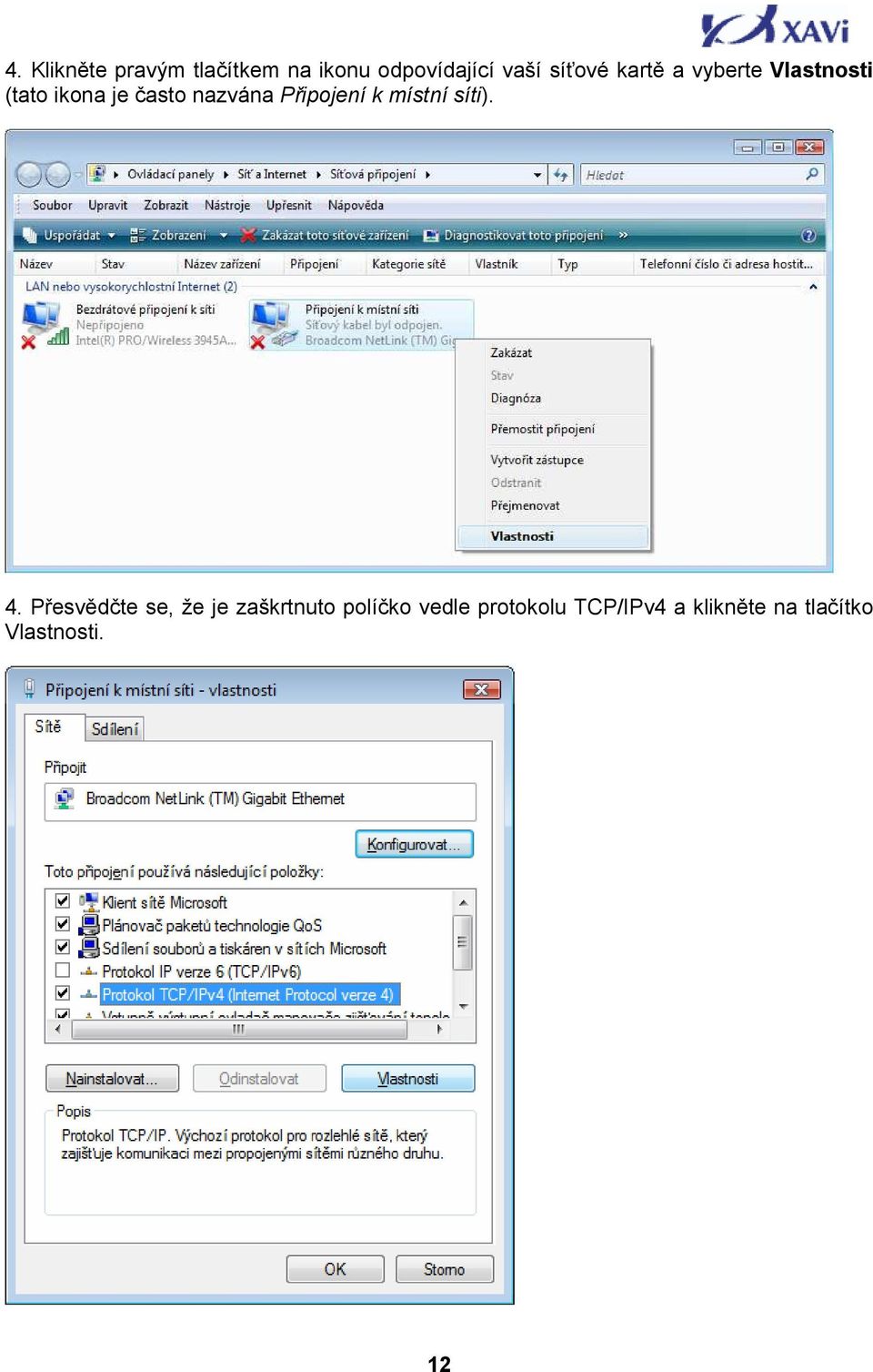 Připojení k místní síti). 4.